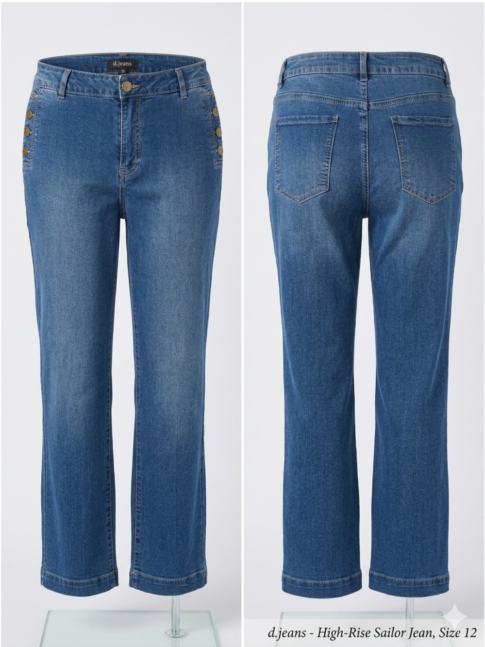 Slightly worn d jeans for ladies size 12 notice the button pocket details denims